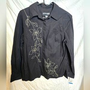 Norton McNaughton Embroidered Button Up Blouse